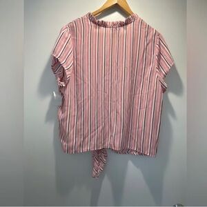 Pink Striped Button-Down Top